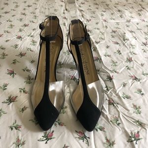 YSL Vintage Clear PVC Black T-Strap heels size 6